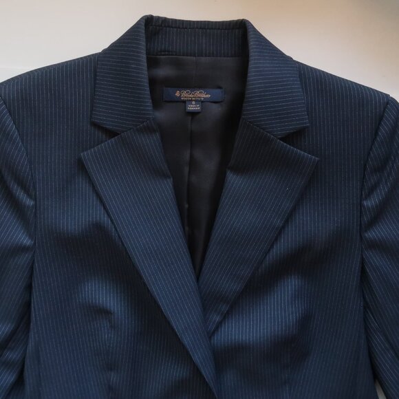 Brooks Brothers 100% Wool Navy Pinstripe Blazer Women’s Classic Office Size 6 - Picture 6 of 10